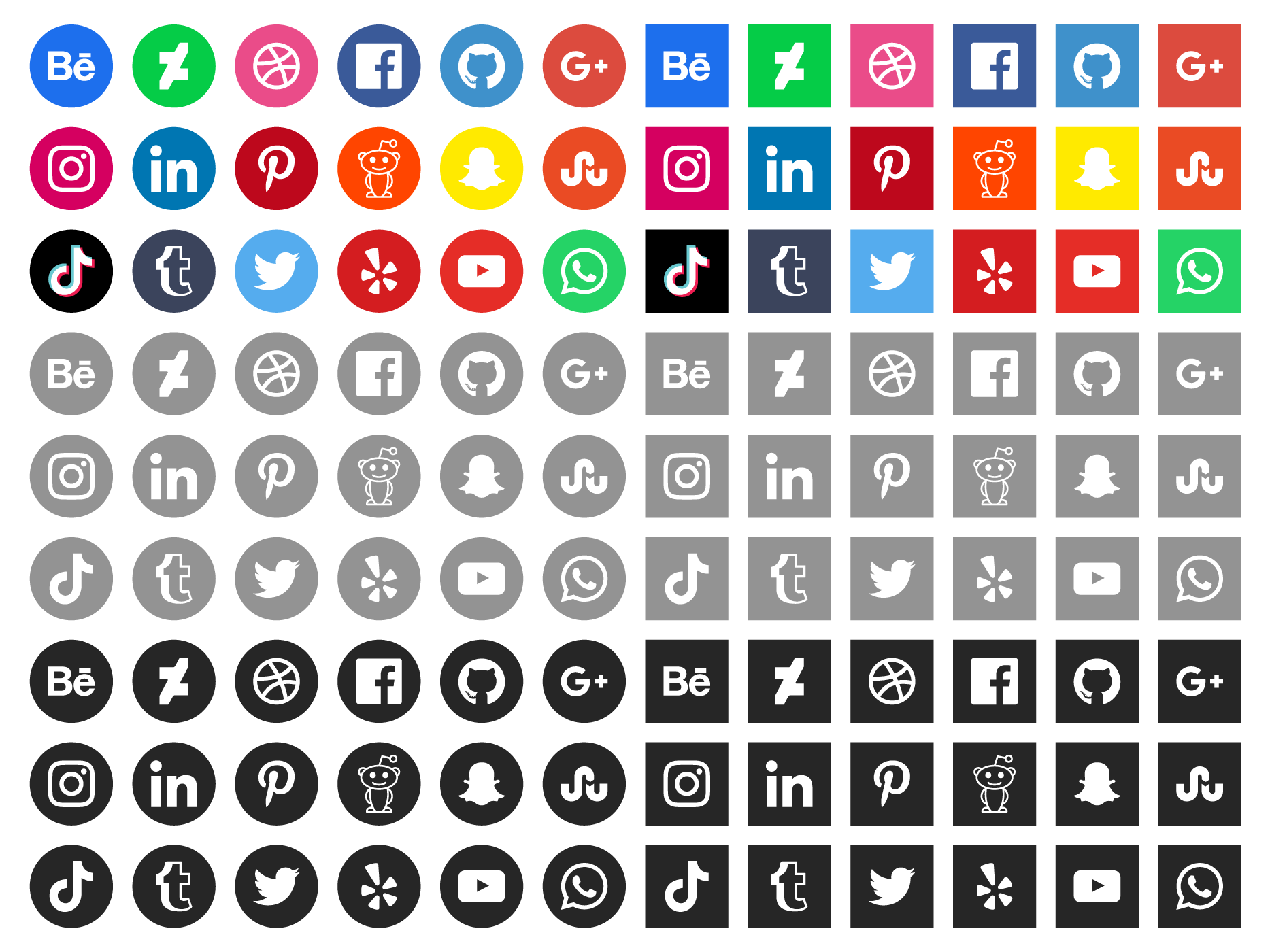 A grid of social media icons on a screen.